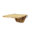 Wooden cat shelf with sisal surface on a white background